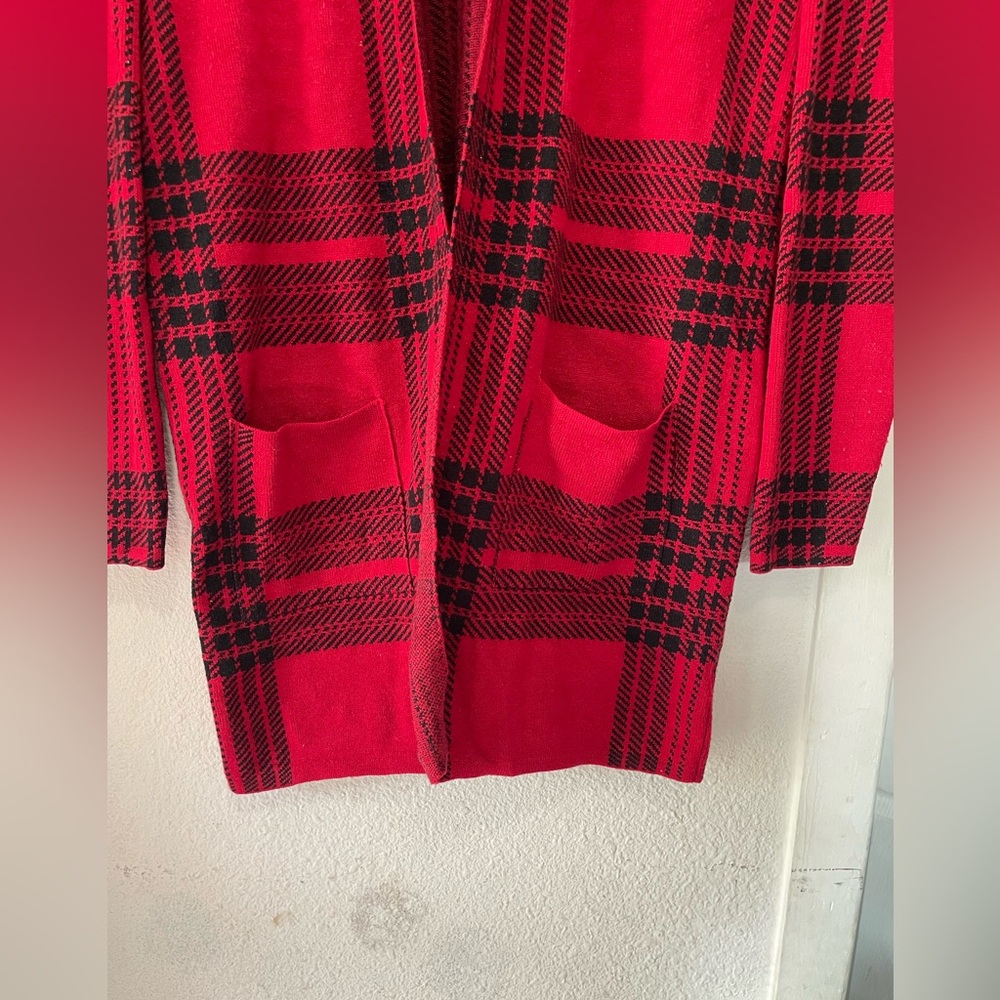 LOVE SCARLETT WOMEN’S LONG RED CHECKED COAT - Picture 2 of 6
